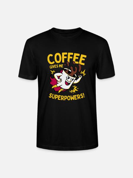 Coffee Gives Me Superpowers - Stanley/Stella CRAFTER Unisex Organic T-Shirt - black