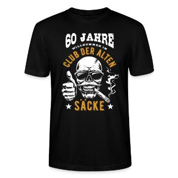 Club der alten Säcke, 60. Geburtstag, Totenkopf - Stanley/Stella Unisex Bio-T-Shirt CRAFTER - Schwarz - Vorne - Alina (178cm) & Michal (187cm)