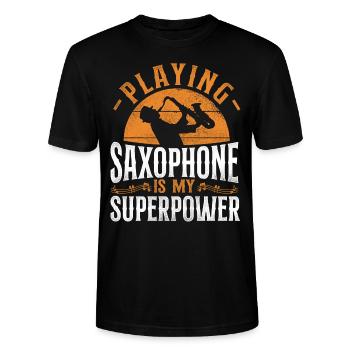 Saxophone Playing Saxophone Is My - Stanley/Stella Unisex Bio-T-Shirt CRAFTER - Schwarz - Vorne - Alina (178cm) & Michal (187cm)