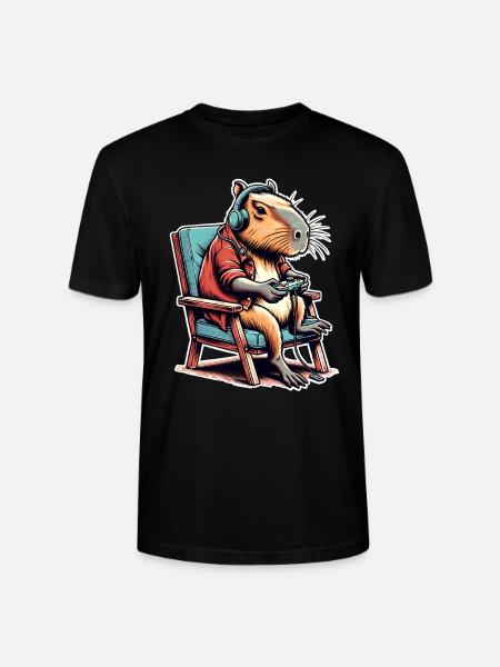 Capybara Gaming Nerd - Stanley/Stella CRAFTER Unisex Organic T-Shirt - black