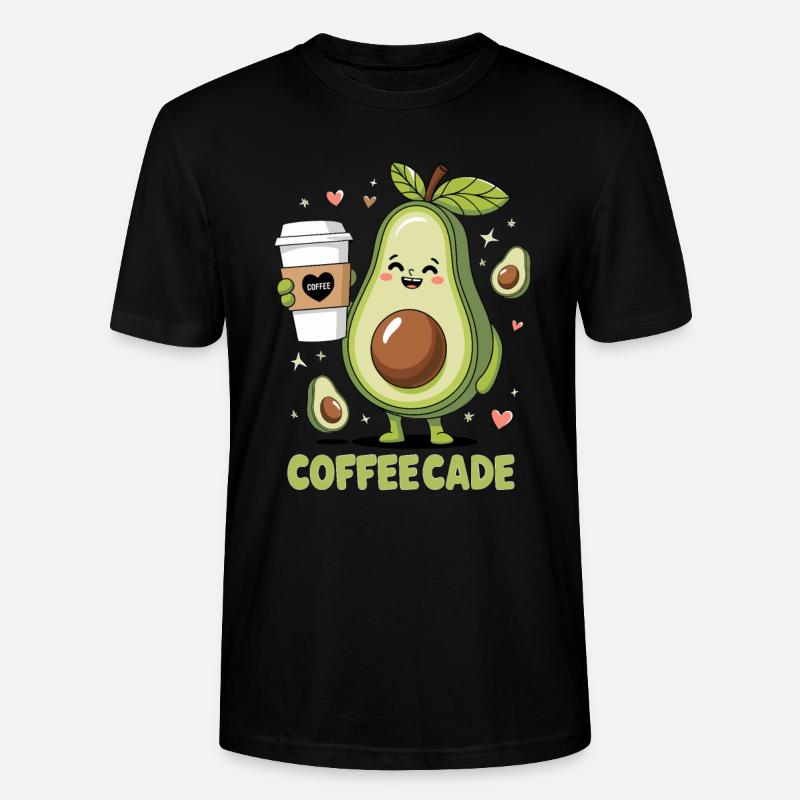 Cute Avocado Holding Coffee - Stanley/Stella Unisex Bio-T-Shirt CRAFTER - Schwarz