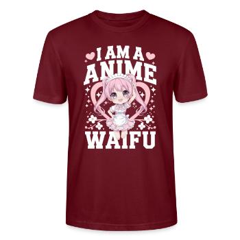 I Am an Anime Waifu – Funny Gift Idea - Stanley/Stella CRAFTER Unisex Organic T-Shirt - burgundy - Front - Alina (178cm) & Michal (187cm)