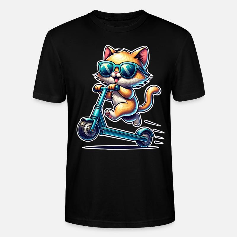 E-Scooter E-Scooter Cat Scooter - Stanley/Stella CRAFTER Unisex Organic T-Shirt - black