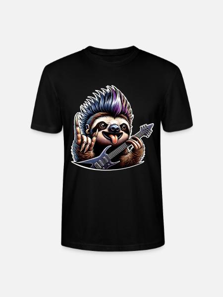 Sloth Rock and Roll Guitarist - Stanley/Stella CRAFTER Unisex Organic T-Shirt - black