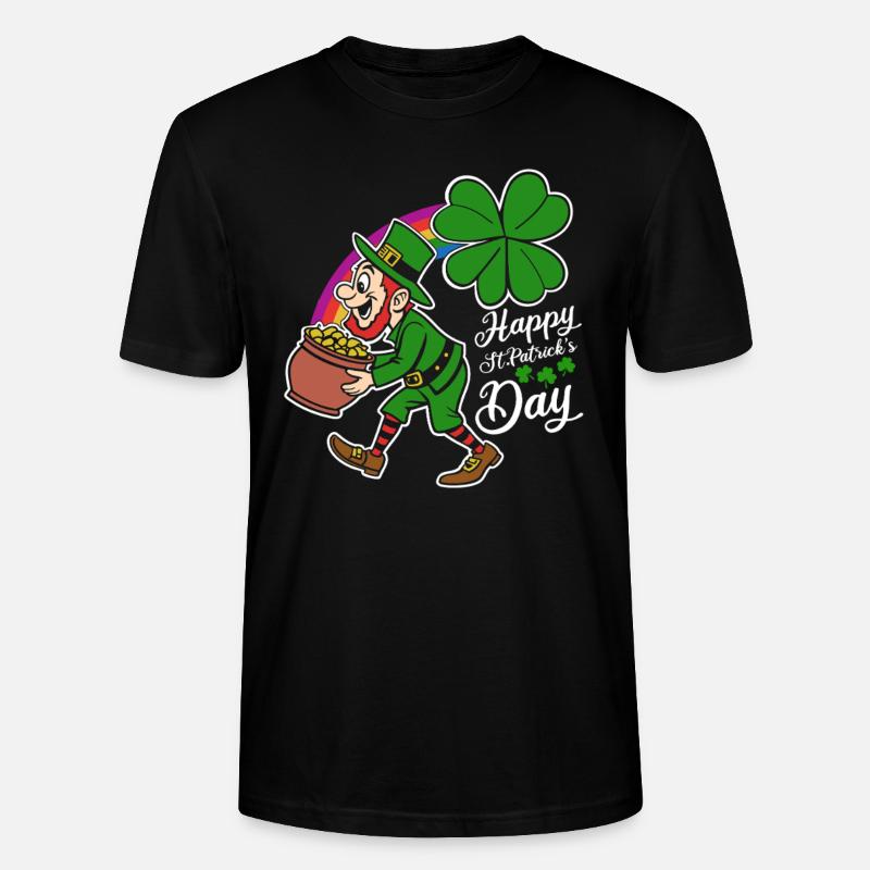 Bonne Saint-Patrick - Trèfle - Leprechaun - T-shirt bio CRAFTER Stanley Stella Unisexe - noir