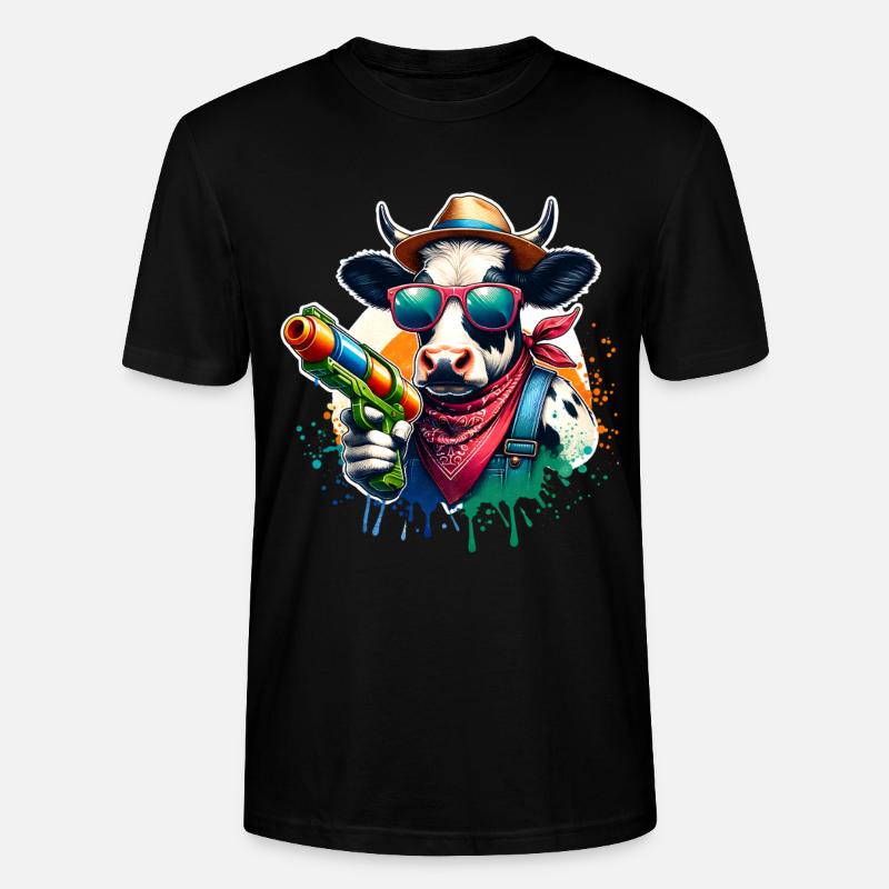 Pistolet à eau vache - T-shirt bio CRAFTER Stanley Stella Unisexe - noir