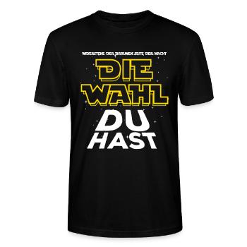 Widerstehe der braunen Seite - Die Wahl du hast - Stanley/Stella Unisex Bio-T-Shirt CRAFTER - Schwarz - Vorne - Alina (178cm) & Michal (187cm)