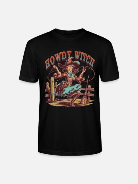Howdy Witch Lasso Artwork - Stanley/Stella CRAFTER Unisex Organic T-Shirt - black