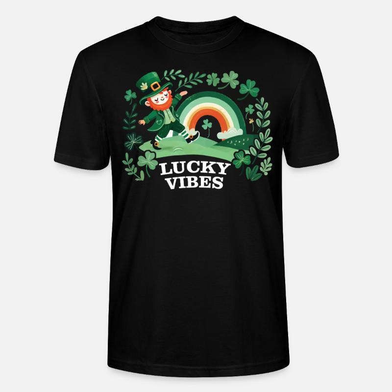Saint-Patrick Lucky Vibes Arc-en-ciel - T-shirt bio CRAFTER Stanley Stella Unisexe - noir