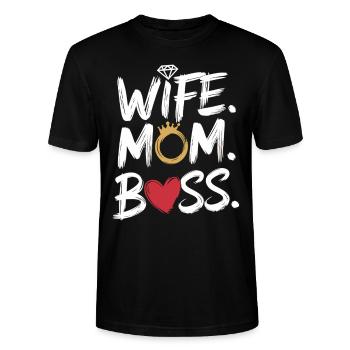 Ehefrau. Mama. Chefin. – Powerfrauen Geschenk - Stanley/Stella Unisex Bio-T-Shirt CRAFTER - Schwarz - Vorne - Alina (178cm) & Michal (187cm)