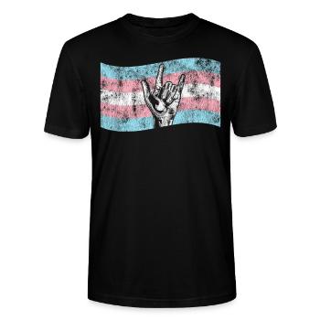 Transgender Trans LGBT Pride - Stanley/Stella CRAFTER Unisex Organic T-Shirt - black - Front - Alina (178cm) & Michal (187cm)