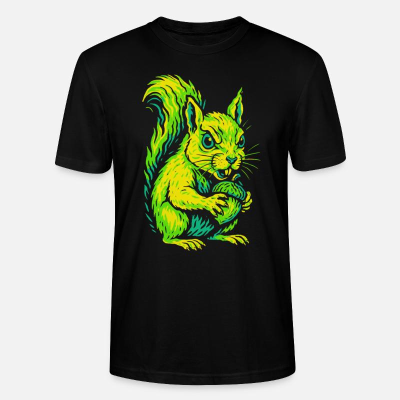 Wütendes Neon-Eichhörnchen mit Nuss - Stanley/Stella Unisex Bio-T-Shirt CRAFTER - Schwarz