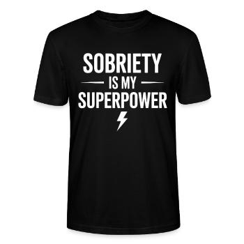 Sobriety Is My Superpower Alkoholiker Sober Life - Stanley/Stella Unisex Bio-T-Shirt CRAFTER - Schwarz - Vorne - Alina (178cm) & Michal (187cm)