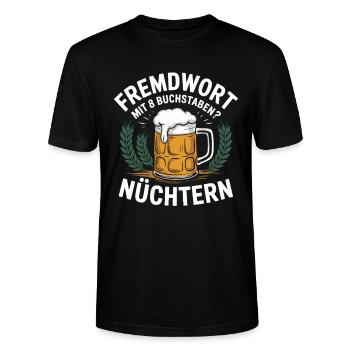 Party Fremdwort mit 8 Buchstaben - Nüchtern - Stanley/Stella Unisex Bio-T-Shirt CRAFTER - Schwarz - Vorne - Alina (178cm) & Michal (187cm)