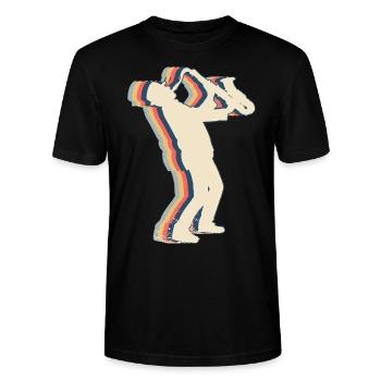 Saxophonspieler Saxophonist Saxist Sax Retro - Stanley/Stella Unisex Bio-T-Shirt CRAFTER - Schwarz - Vorne - Alina (178cm) & Michal (187cm)