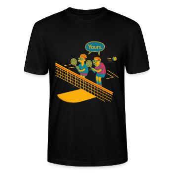 Witziges Doppel Tennis Motiv Geschenk Kollege Team - Stanley/Stella Unisex Bio-T-Shirt CRAFTER - Schwarz - Vorne - Alina (178cm) & Michal (187cm)