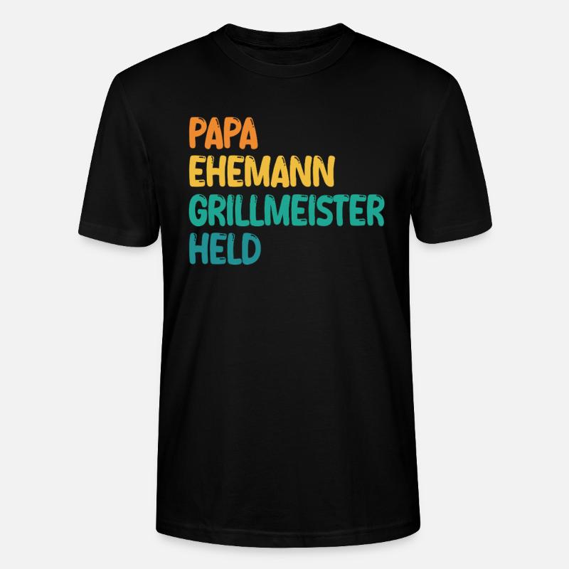 Dad Husband Grill Master Hero - Stanley/Stella CRAFTER Unisex Organic T-Shirt - black