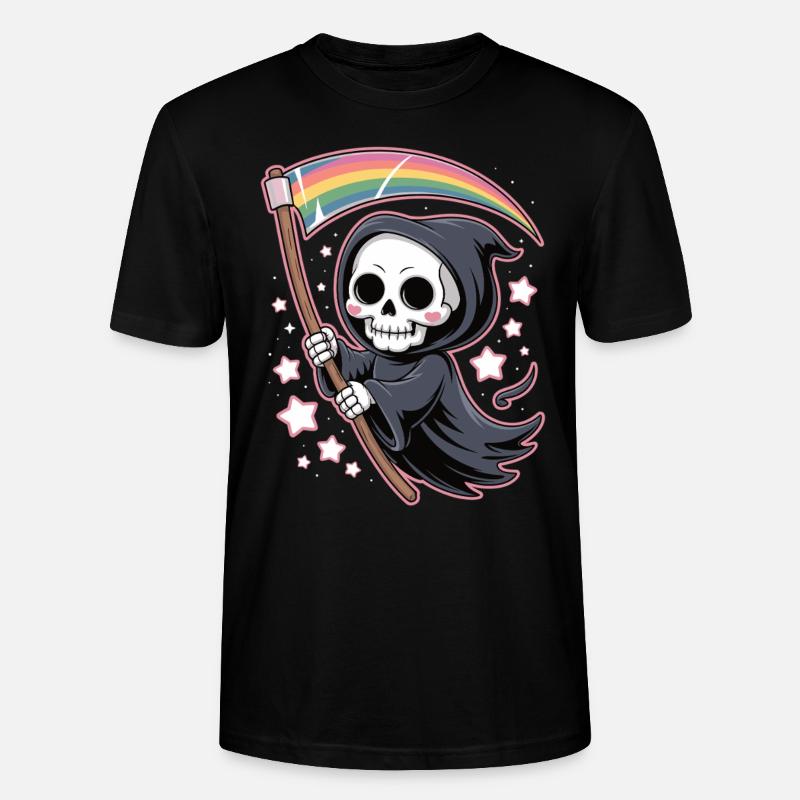 Niedlicher Sensenmann mit Regenbogen - Stanley/Stella Unisex Bio-T-Shirt CRAFTER - Schwarz