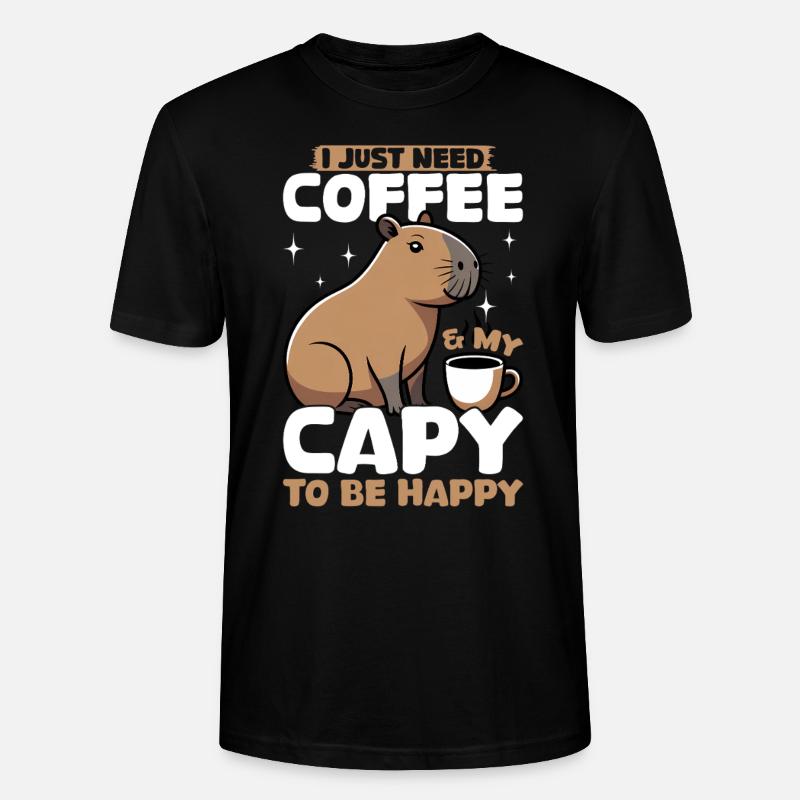 Capybara Coffee - Stanley/Stella CRAFTER Unisex Organic T-Shirt - black