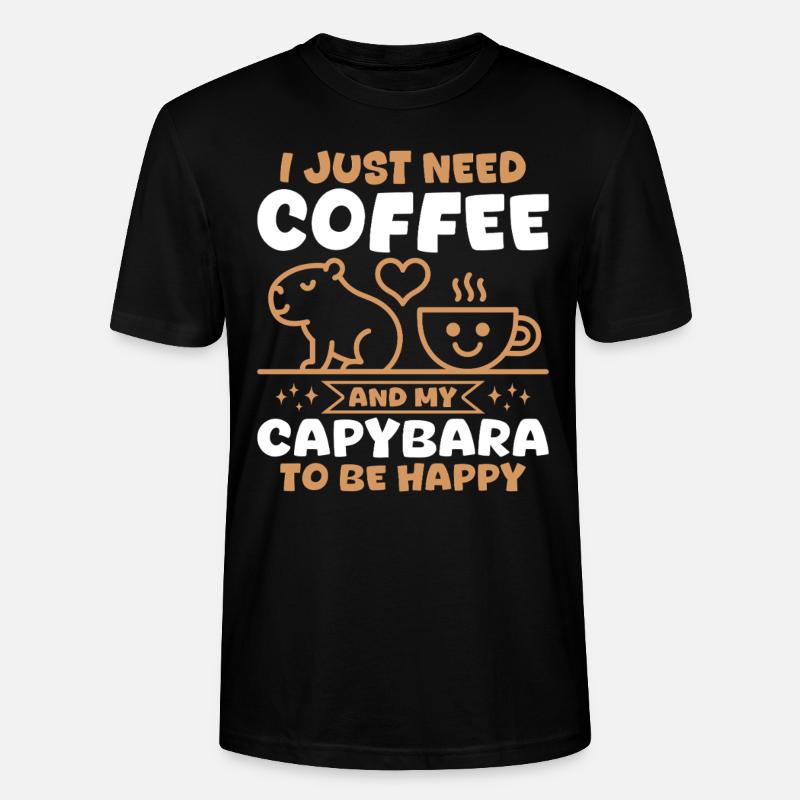 Capybara Coffee - Stanley/Stella CRAFTER Unisex Organic T-Shirt - black