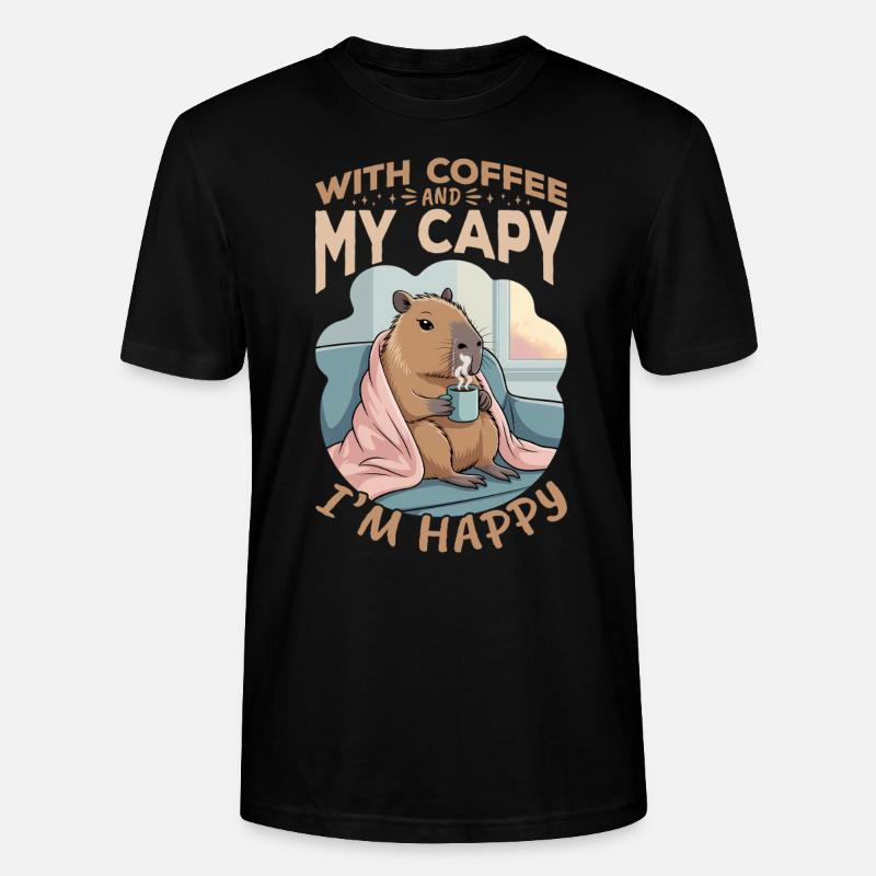 Café Capybara - T-shirt bio CRAFTER Stanley Stella Unisexe - noir