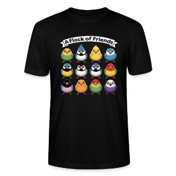 Une volée d’amis perroquet enfants oiseau - T-shirt bio CRAFTER Stanley Stella Unisexe - noir - Devant - Alina (178cm) & Michal (187cm)
