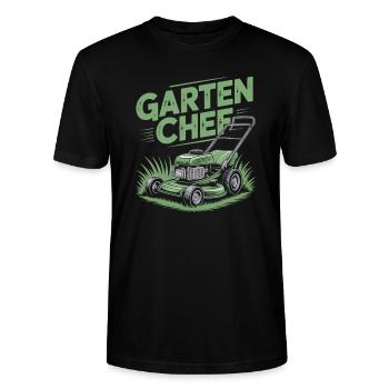 Rasenmähen Garten Chef Gärtner Gartenarbeit - Stanley/Stella Unisex Bio-T-Shirt CRAFTER - Schwarz - Vorne - Alina (178cm) & Michal (187cm)