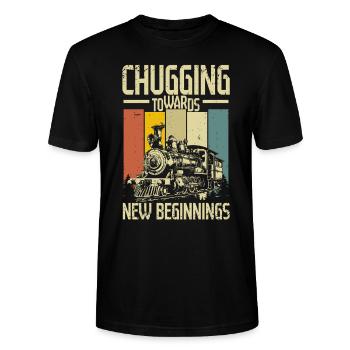 Modelleisenbahn Chugging Towards - Stanley/Stella Unisex Bio-T-Shirt CRAFTER - Schwarz - Vorne - Alina (178cm) & Michal (187cm)