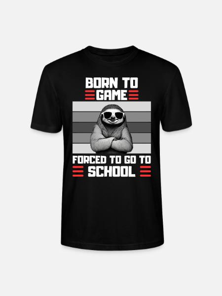 Gaming Sloth School Saying Gambler - Stanley/Stella CRAFTER Unisex Organic T-Shirt - black