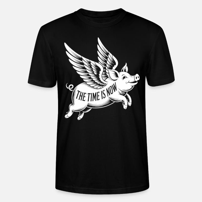 Flying pig, clear message - Stanley/Stella CRAFTER Unisex Organic T-Shirt - black