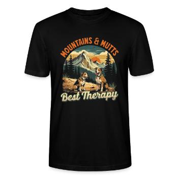 Trail Dog Hiking Dog Mountains & Mutts - Stanley/Stella CRAFTER Unisex Organic T-Shirt - black - Front - Alina (178cm) & Michal (187cm)