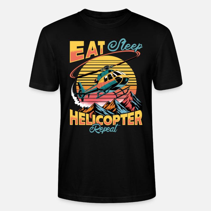 Helicopter funny Pilot - Stanley/Stella Unisex Bio-T-Shirt CRAFTER - Schwarz