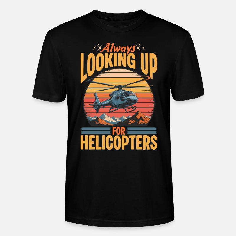 Helicopter funny Pilot - Stanley/Stella Unisex Bio-T-Shirt CRAFTER - Schwarz