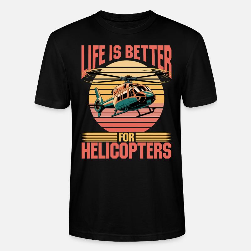 Helicopter funny Pilot - Stanley/Stella Unisex Bio-T-Shirt CRAFTER - Schwarz