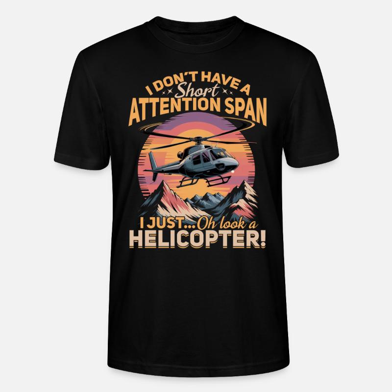 Hélicoptère drôle Pilote - T-shirt bio CRAFTER Stanley Stella Unisexe - noir