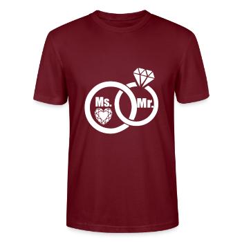 Wedding - Stanley/Stella CRAFTER Unisex Organic T-Shirt - burgundy - Front - Alina (178cm) & Michal (187cm)