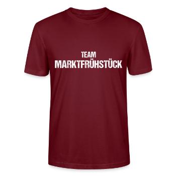 Team Marktfrühstück Mainz - Stanley/Stella Unisex Bio-T-Shirt CRAFTER - Burgunderrot - Vorne - Alina (178cm) & Michal (187cm)