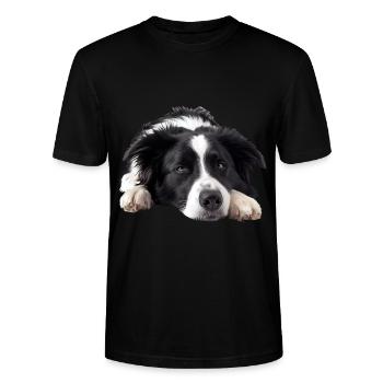 Border Collie - Stanley/Stella CRAFTER Unisex Organic T-Shirt - black - Front - Alina (178cm) & Michal (187cm)