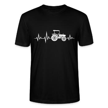LANDWIRT MASCHINEN TRECKER EKG TRAKTOREN - Stanley/Stella Unisex Bio-T-Shirt CRAFTER - Schwarz - Vorne - Alina (178cm) & Michal (187cm)