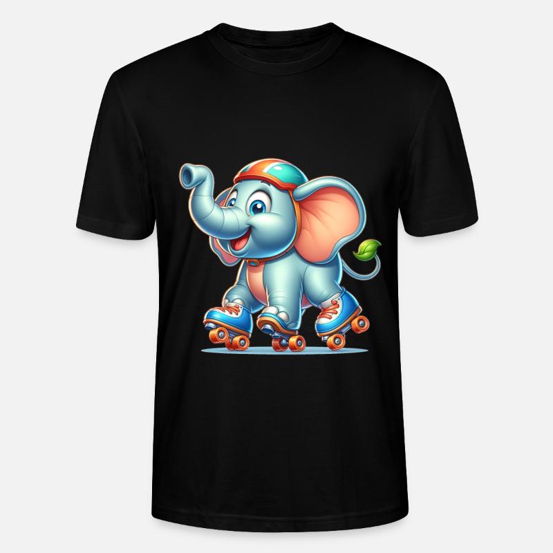 Cute Inline Skater Elephant - Stanley/Stella Unisex Bio-T-Shirt CRAFTER - Schwarz