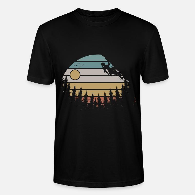 Retro Klettern Mädchen Kletterer Bouldern - Stanley/Stella Unisex Bio-T-Shirt CRAFTER - Schwarz