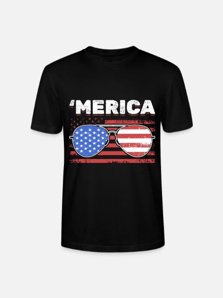 American Flag Sunglasses USA Merica - Stanley/Stella CRAFTER Unisex Organic T-Shirt - black