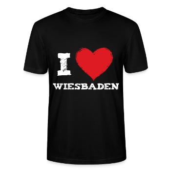 Ich liebe meine Stadt Wiesbaden - Stanley/Stella Unisex Bio-T-Shirt CRAFTER - Schwarz - Vorne - Alina (178cm) & Michal (187cm)