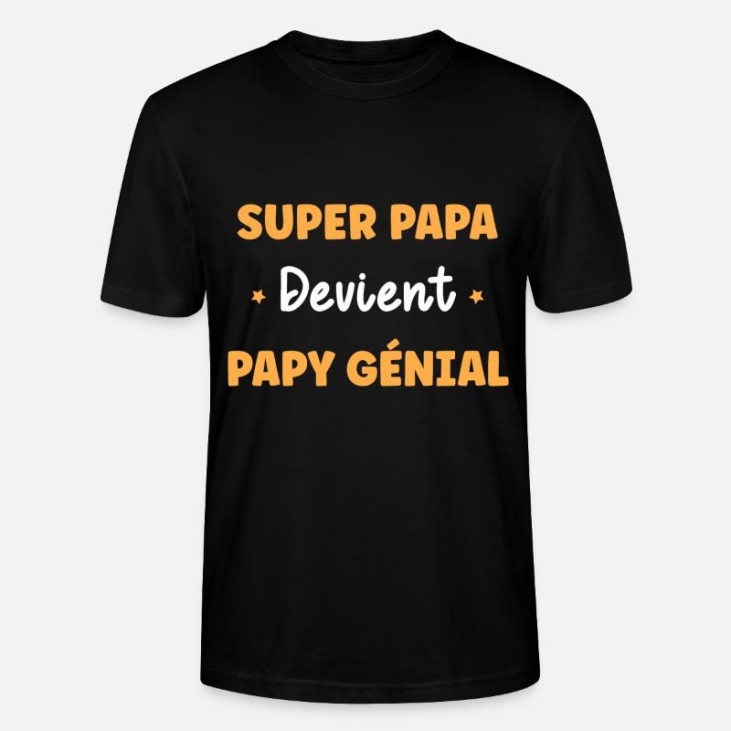 Super papa devient papy génial - T-shirt bio CRAFTER Stanley Stella Unisexe - noir