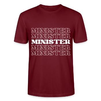 Pfarrer, Geistlicher, Pastor, Prediger, Priester - Stanley/Stella Unisex Bio-T-Shirt CRAFTER - Burgunderrot - Vorne - Alina (178cm) & Michal (187cm)