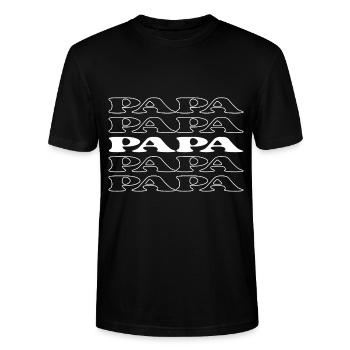 Papa Dad Father Pop Old Man - Stanley/Stella CRAFTER Unisex Organic T-Shirt - black - Front - Alina (178cm) & Michal (187cm)