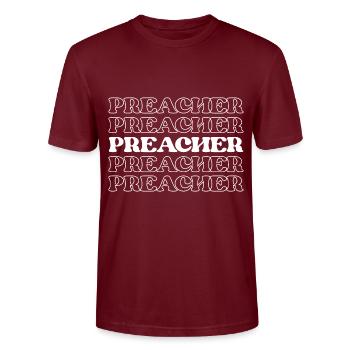 Prediger Pfarrer Geistlicher Pfarrer Priester - Stanley/Stella Unisex Bio-T-Shirt CRAFTER - Burgunderrot - Vorne - Alina (178cm) & Michal (187cm)