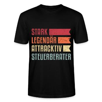 Steuerberater Spruch stark legendär attraktiv Steu - Stanley/Stella Unisex Bio-T-Shirt CRAFTER - Schwarz - Vorne - Alina (178cm) & Michal (187cm)