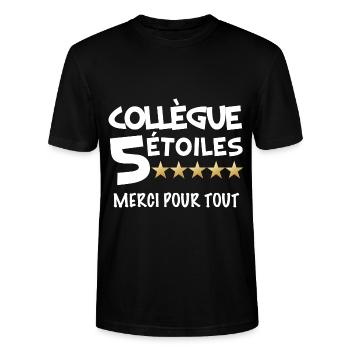 Collègue 5 étoiles Super Cadeau Départ - T-shirt bio CRAFTER Stanley Stella Unisexe - noir - Devant - Alina (178cm) & Michal (187cm)