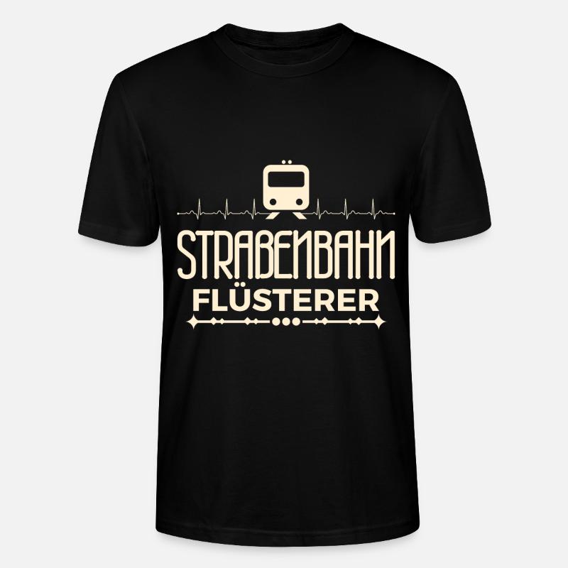 Straßenbahnflüsterer Herzschlag Straßenbahnfahrer - Stanley/Stella Unisex Bio-T-Shirt CRAFTER - Schwarz